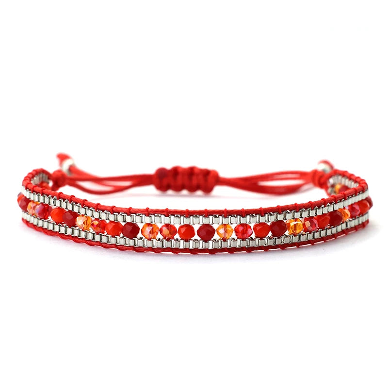 Bohemian String Bracelet For Women Girlfriend Handmade Irregular Seed Beads Braslet Lucky Red Braclet Beach Leisure Braclet Gift
