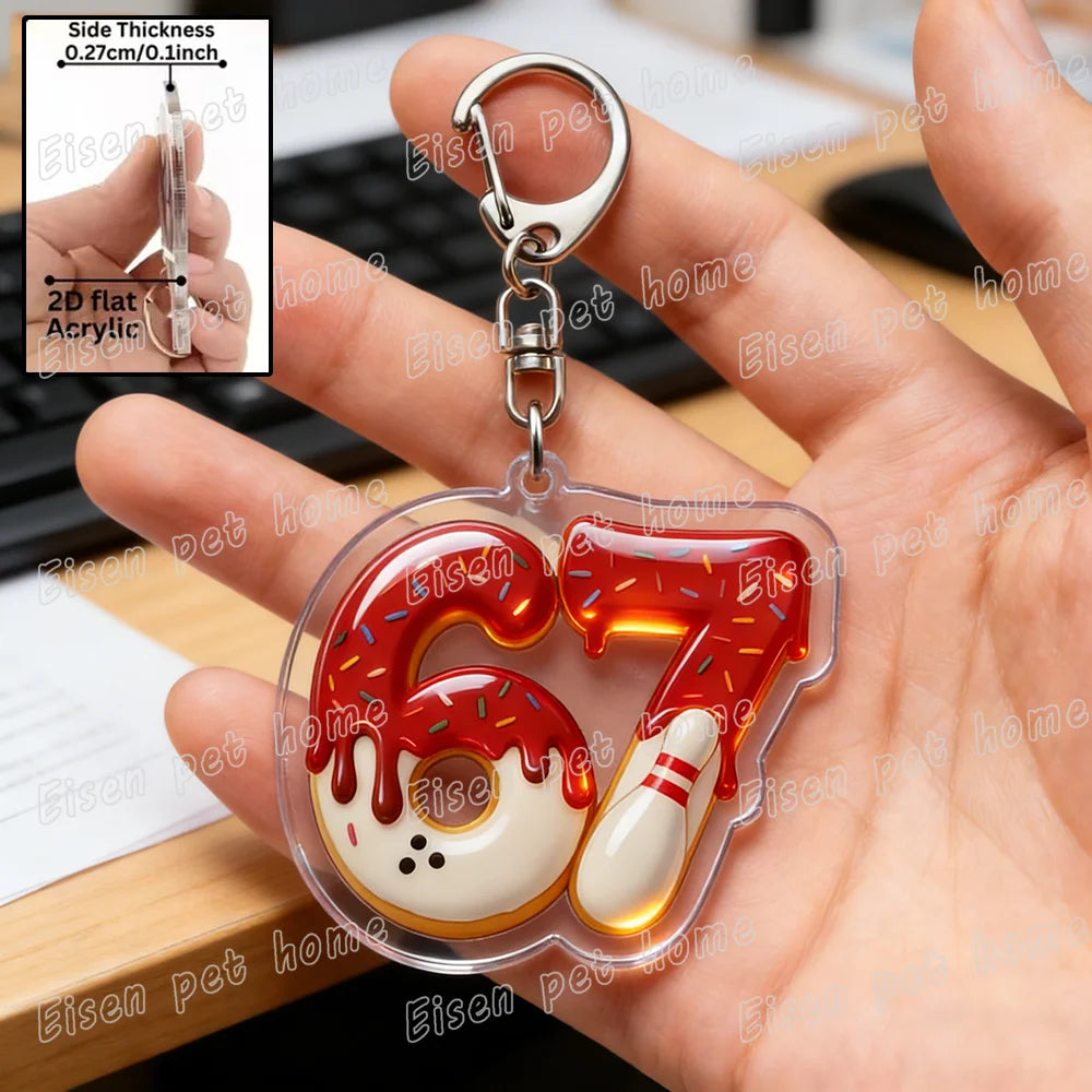 Funyy 67 Six Seven Keychain Accessories Bag 6 7 Meme Basketball Baseball Billiards 8 Keyrings Key Jewelry Gifts for BoyFriends