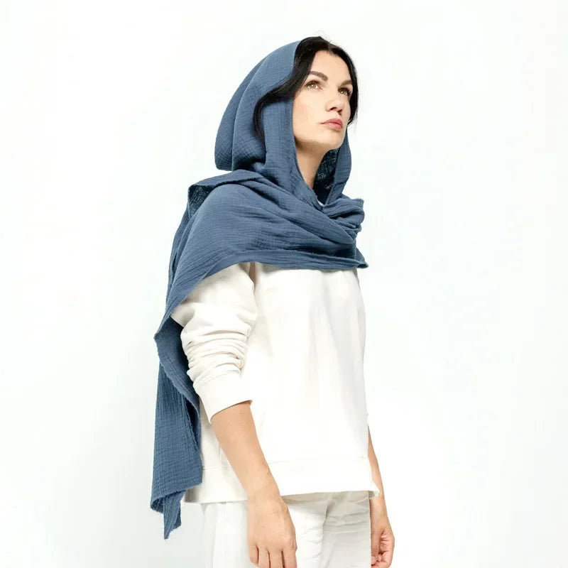 New European and American Men's Scarf with Hat Retro Cotton and Linen Scarf Autumn and Winter Warm Outdoor Sand Dune Shawl