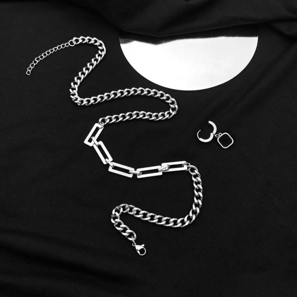 Black Beads with Square Pendant Necklace for Men Trendy Accessories on The Neck Collar 2025 Fashion Jewelry Male Decoration