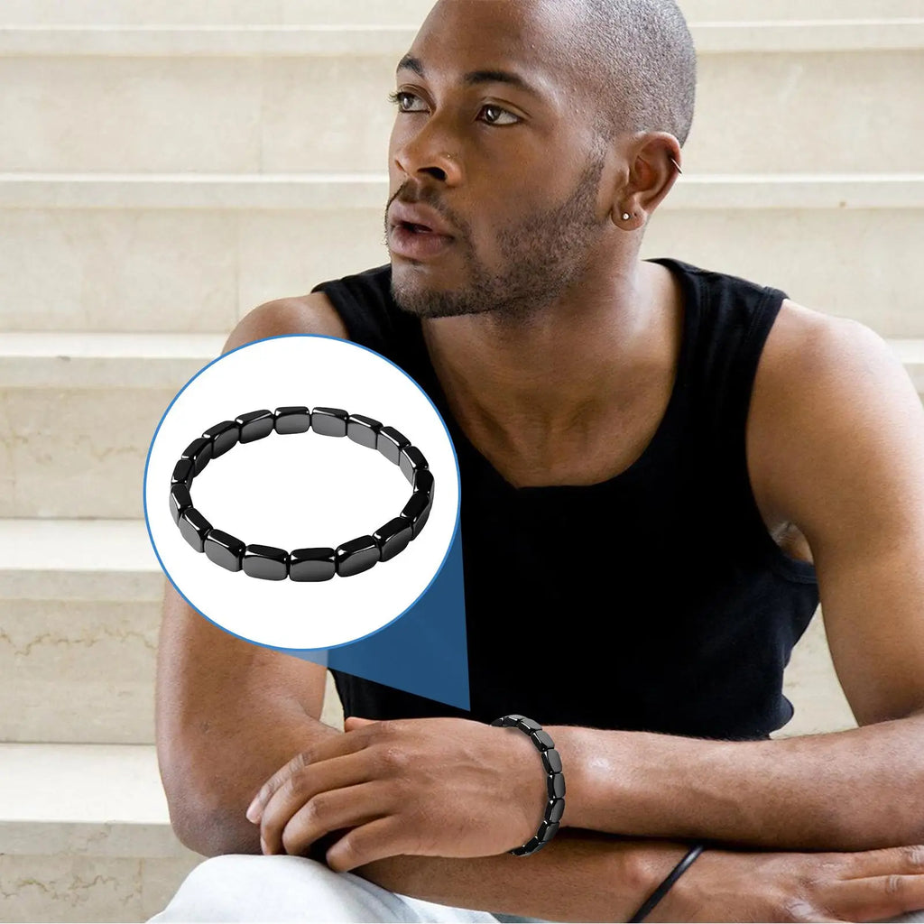 HematiteBracelet Masculine Bracelet With Natural HematiteMasculine Jewellery Wrist Decor Everyday Wear For Father Husband