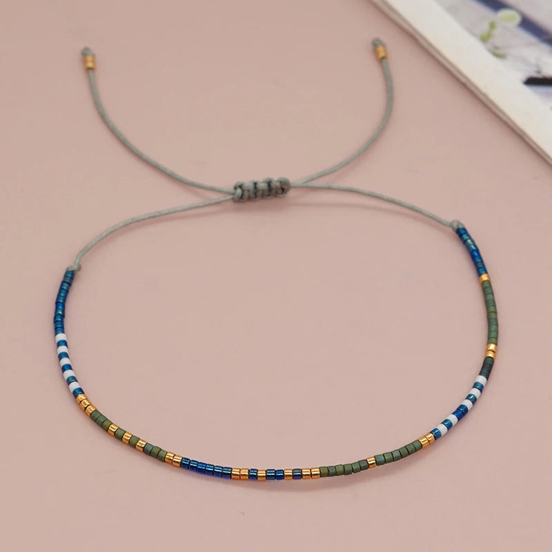 Simple Handmade Beaded Bracelets For Women Girls Bohemian Style Colorful Adjustable Bracelet Jewelry