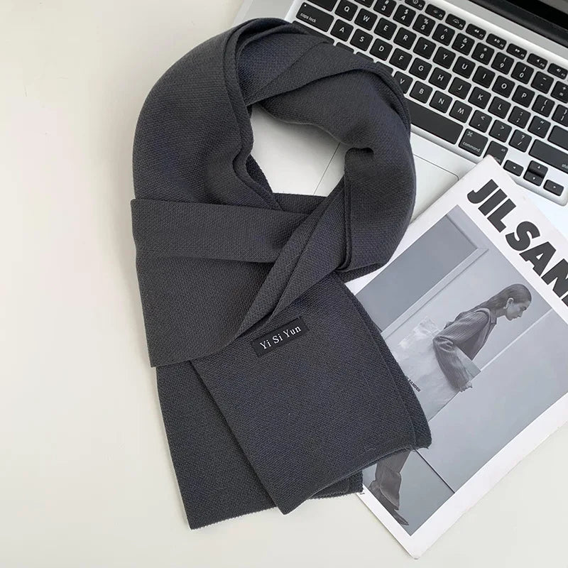 Men's scarf new winter pure black middle-aged and elderly versatile men's scarf youth British style scarf shawl