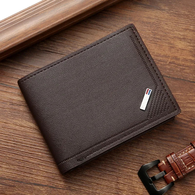 Men's Short Leather Slim Wallets Business Man Money Clip Credit Card Holder Purse Thin Minimalist Bifold Wallet