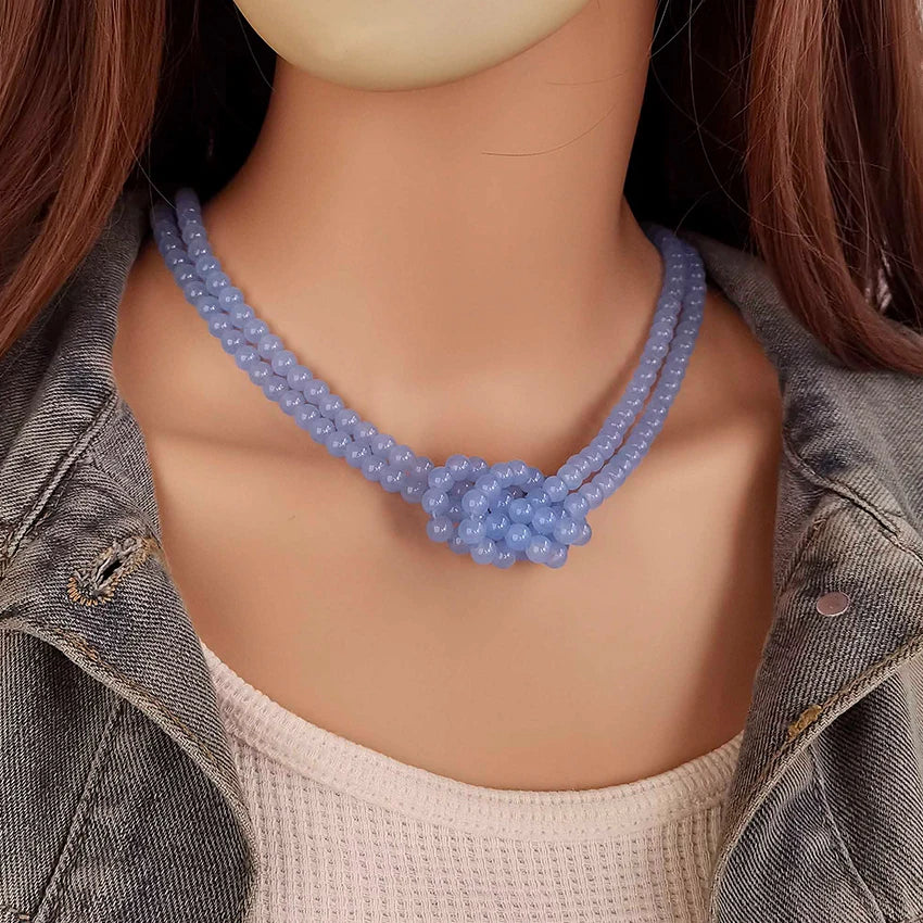 Women's 2 Strand Glass Beaded Knotted Pendant Necklace for Women Everyday Wear Statement Fashion Jewelry Gifts Free Shipping