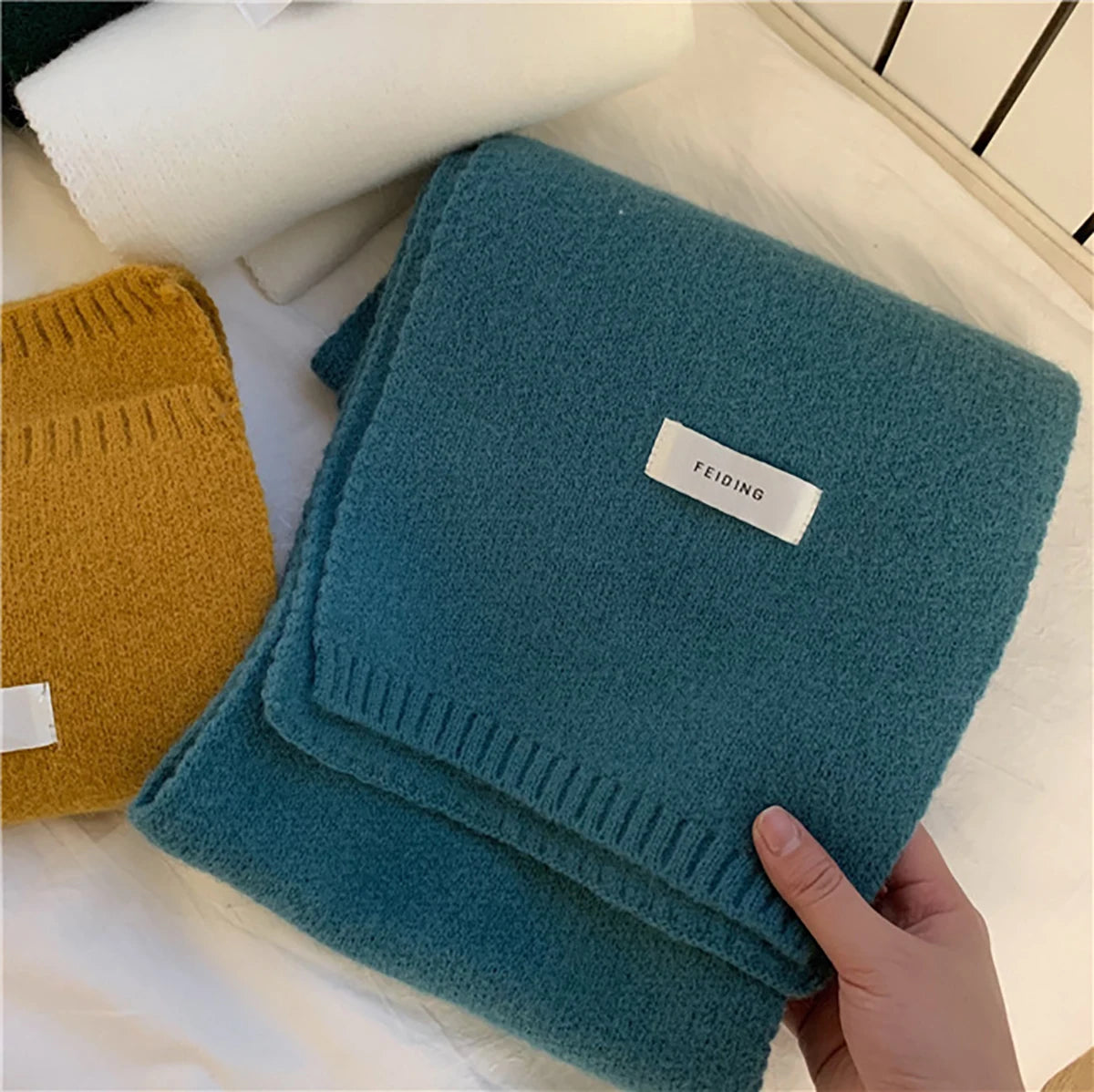 New Knitted Scarf For Women Men Girls Students Autumn Winter Solid Color Cotton Scarves Soft Knitting Shawl Female Wrap Shawls