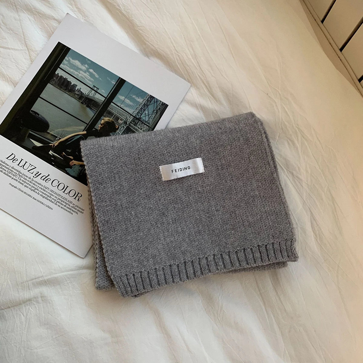 New Knitted Scarf For Women Men Girls Students Autumn Winter Solid Color Cotton Scarves Soft Knitting Shawl Female Wrap Shawls