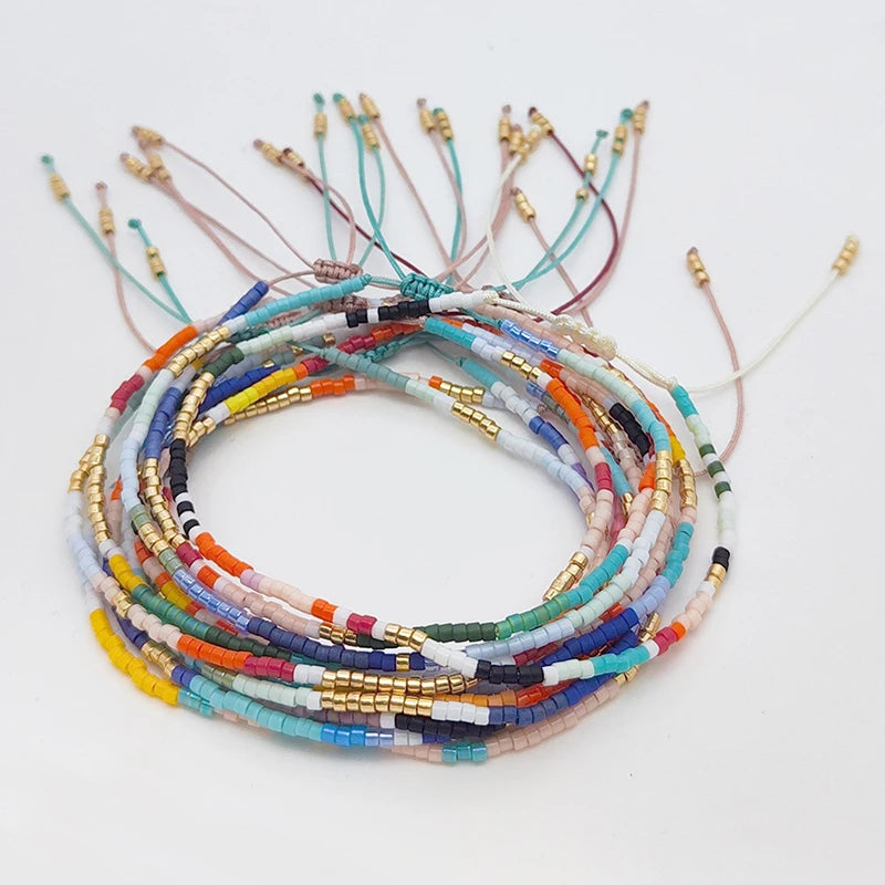 Simple Handmade Beaded Bracelets For Women Girls Bohemian Style Colorful Adjustable Bracelet Jewelry