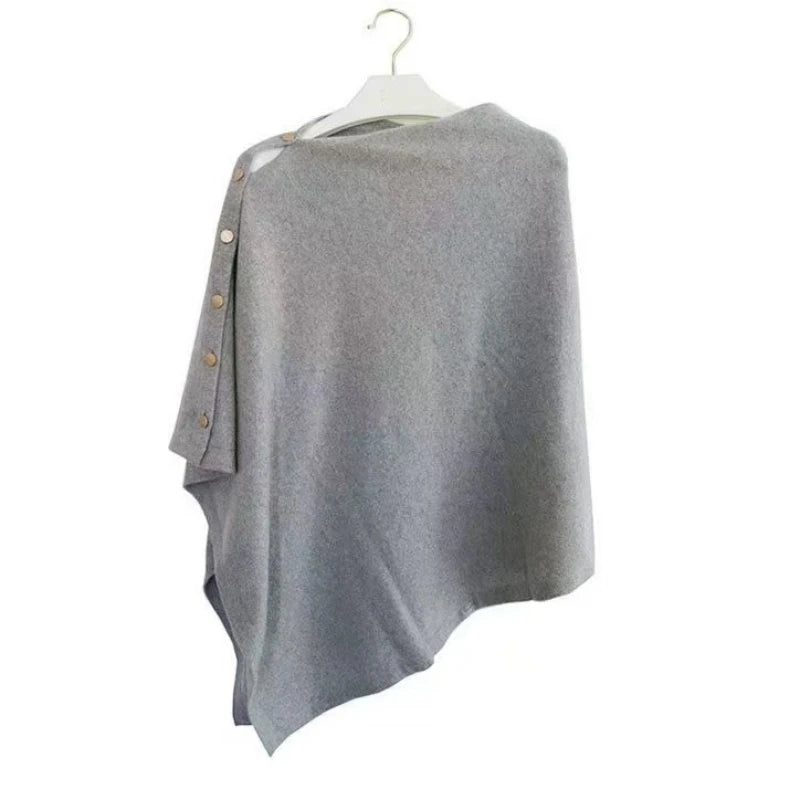 2025 New Large Shawl for Womens Spring and Autumn Fashion Versatile Diagonal Buckle Loose High-end Cape Knitted Shawls