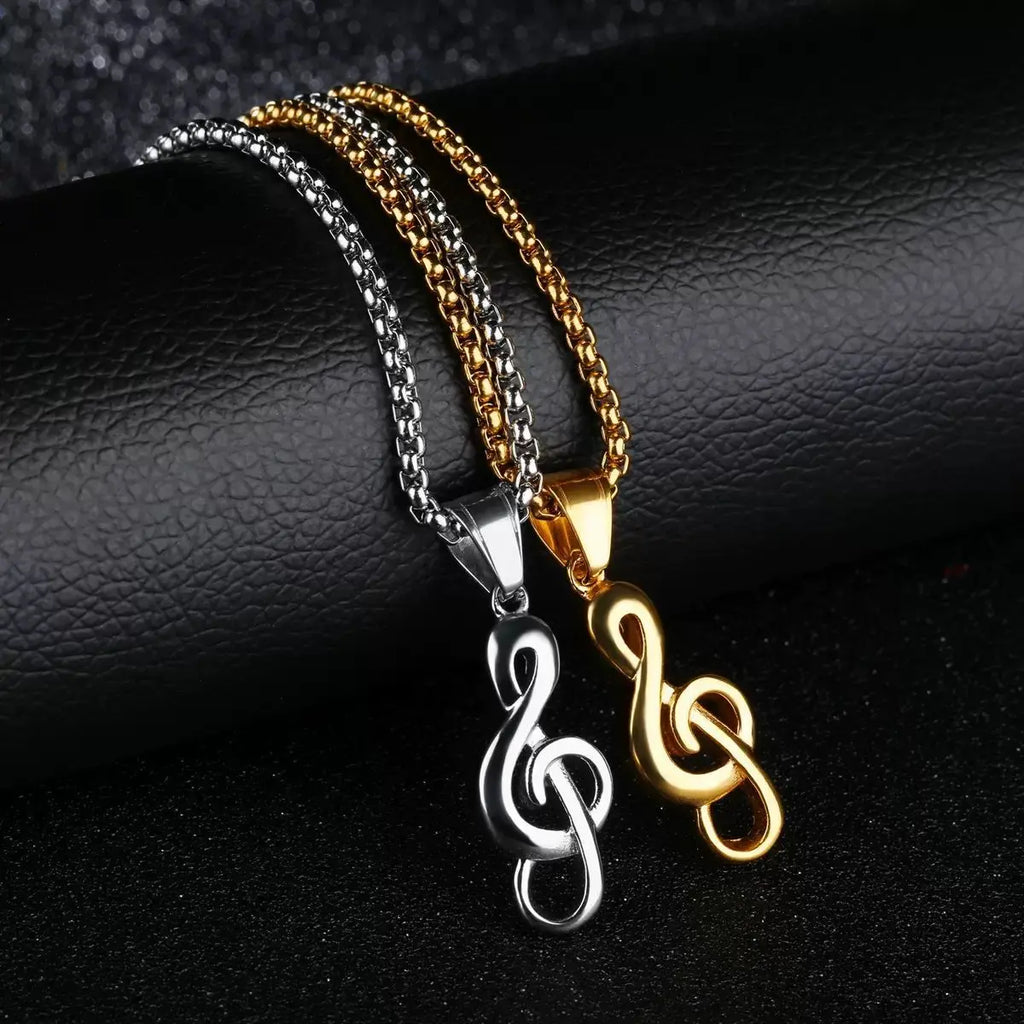 1pc Musical Note Necklace for Men, Simple Creative Pop Music Pendant