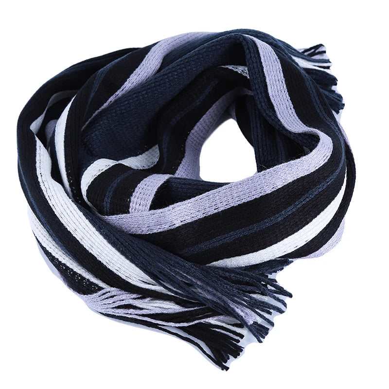 Men's Scarf Winter Comfortable Soft Warm Wool Windbreak Cold-proof Youth Fashion Casual Stripe Male Knitted Scarf