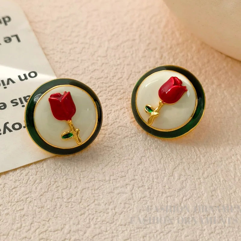 Fashion Jewelry  Elegant Temperament Flower Earrings For Women Girl Fine Accessories Gifts