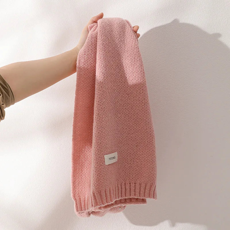 New Knitted Scarf For Women Men Girls Students Autumn Winter Solid Color Cotton Scarves Soft Knitting Shawl Female Wrap Shawls