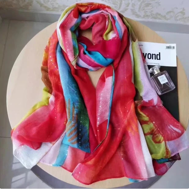 scarf  for woman brand luxury scarf elegant womens shawl silk scarves woman Autumn and winter classic print high-end scarf