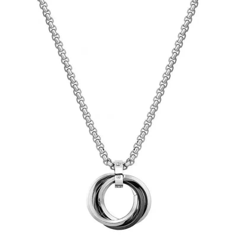 Men's Hip-hop Three-ring Necklace - Stainless Steel, Simple Refined with Minor Personality | Trendy Pendant Jewelry Gift