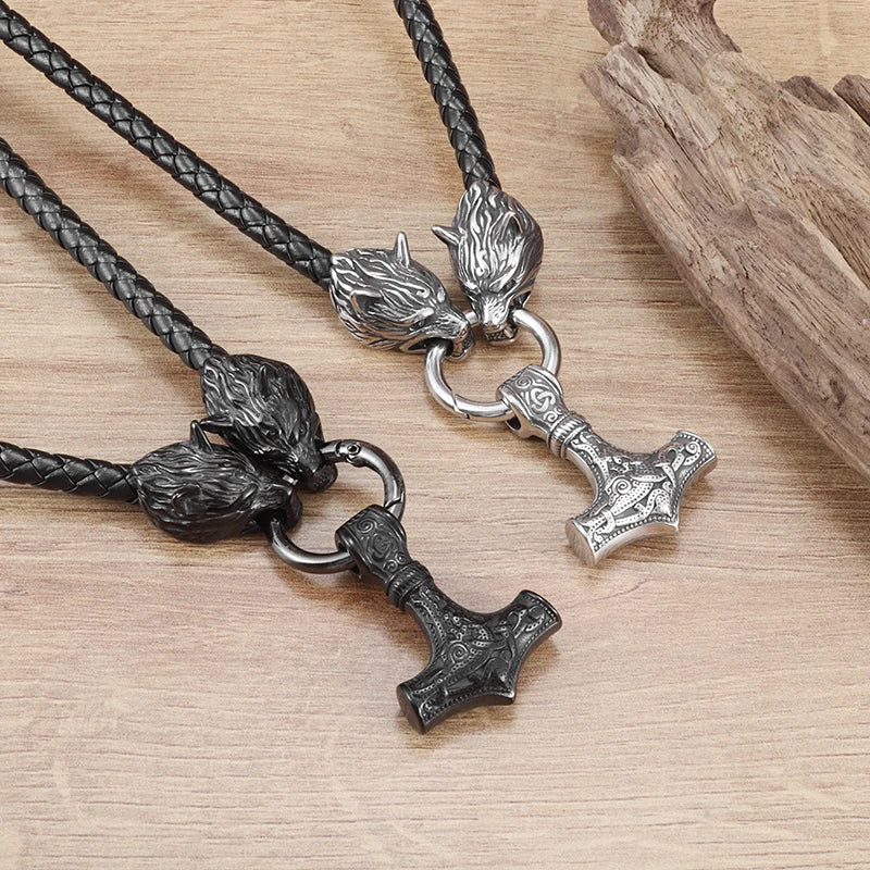Vintage Norse Mythology Pendant Necklace for Men Hip Hop Necklace Motorcycle Rock Party Decoration