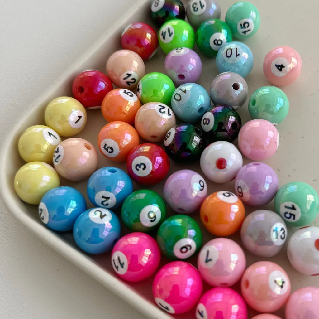 Middle Eight Billiard Bracelets for Women Men Hip Hop Rock Elastic Rope Couple Bracelets Jewellery Women Resin Beads