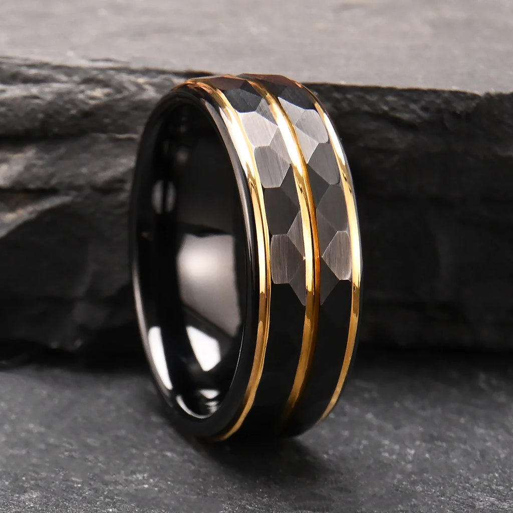 gothic jewelry rings for man Minimalist black tungsten ring luxury joyeria punk jewellery accesorios hombre fashion aneis