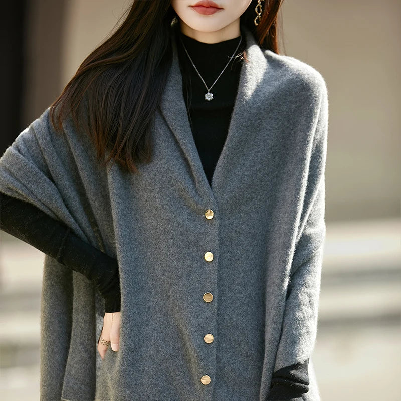 WinvyNee Winter Women's Long Solid Shawl Wraps 100% Wool Scarf Women Luxury Buttons Warm Thick Soft Scarves for ladies G1673004