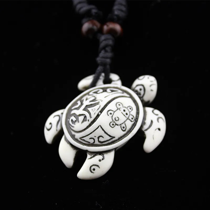 Turtle Necklace for Women Men Yak Bone Tortoise Hawaii Tribal Surfer Necklace Sea Turtles Pendants Necklaces