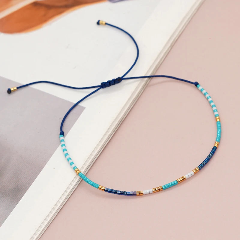 Simple Handmade Beaded Bracelets For Women Girls Bohemian Style Colorful Adjustable Bracelet Jewelry