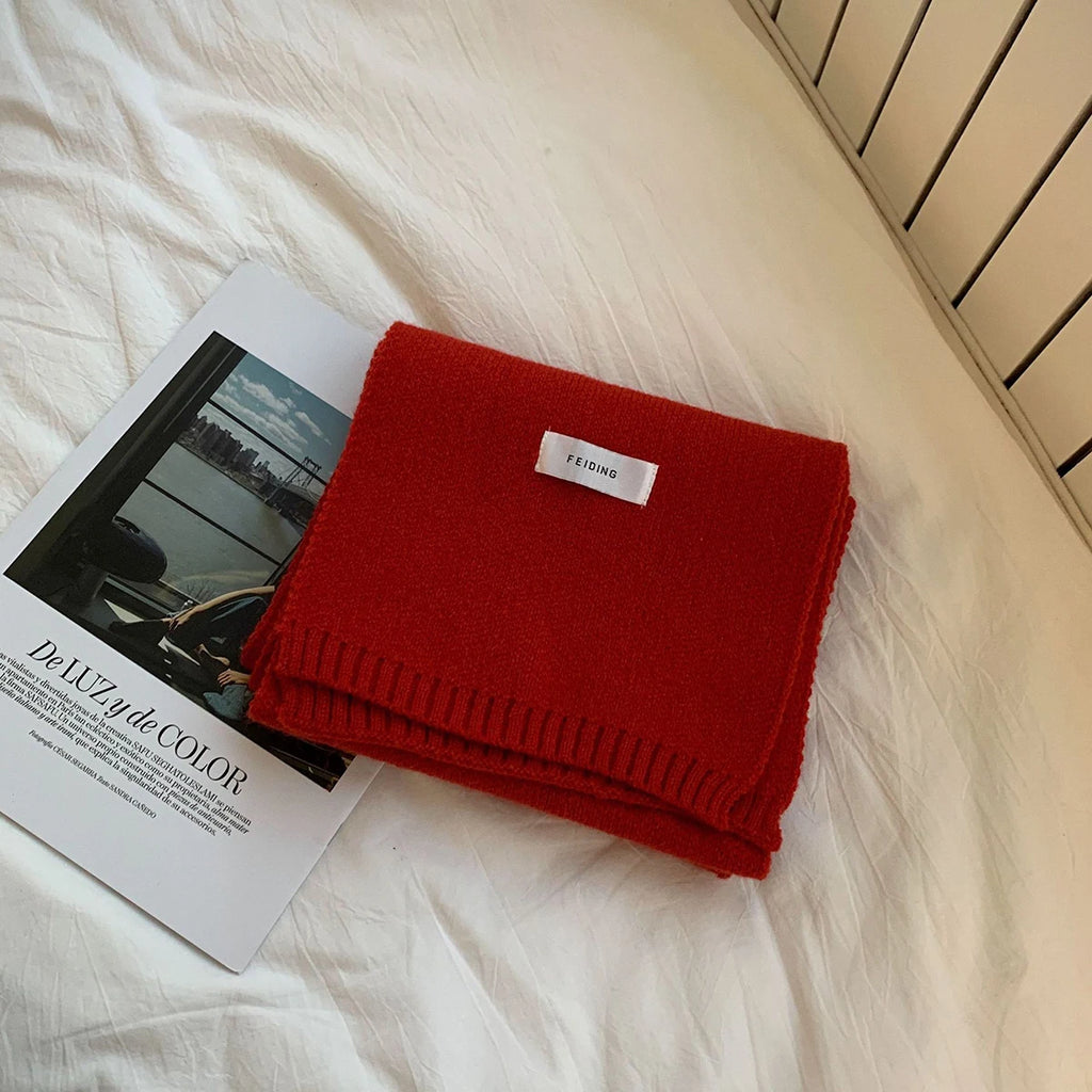 New Knitted Scarf For Women Men Girls Students Autumn Winter Solid Color Cotton Scarves Soft Knitting Shawl Female Wrap Shawls