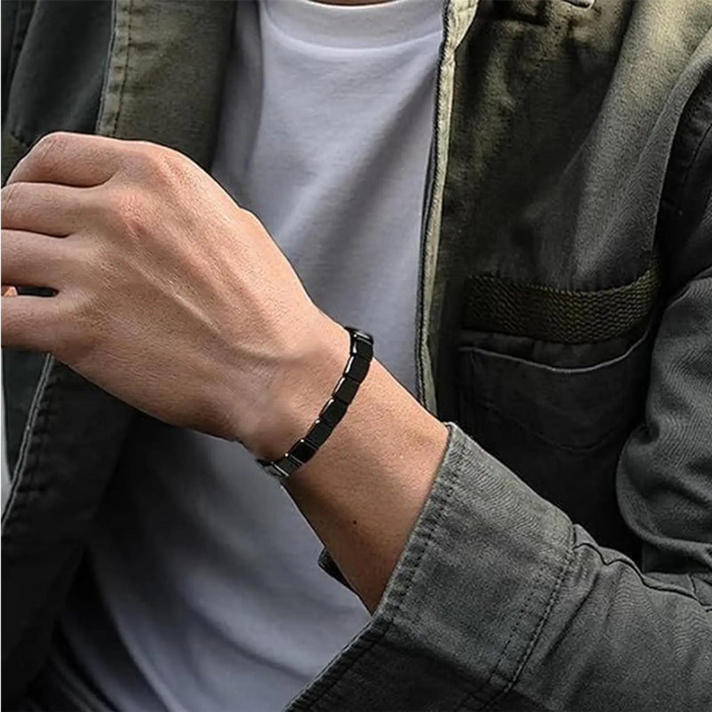 HematiteBracelet Masculine Bracelet With Natural HematiteMasculine Jewellery Wrist Decor Everyday Wear For Father Husband