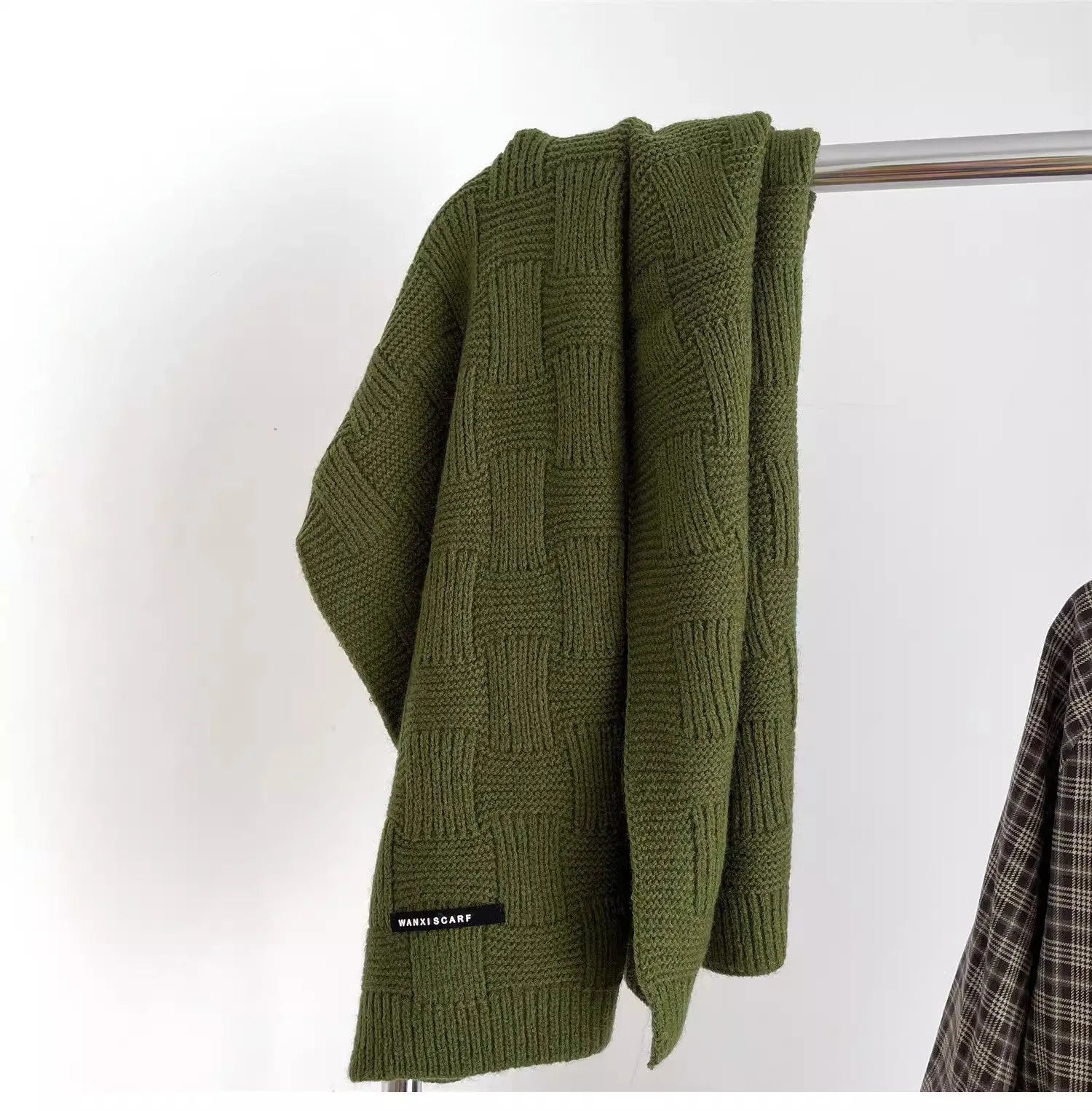 Korean Style Knitted Scarf for Men Women Autumn Winter Solid Color Fashion Simple Literary Thicken Warm Long Neckerchief Bufanda