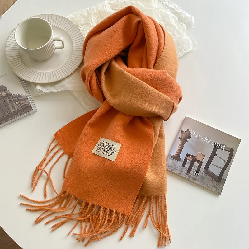 Scarf for women in winter 2024 new versatile double-sided double-color shawl dual-purpose pink cashmere Korean version high-end