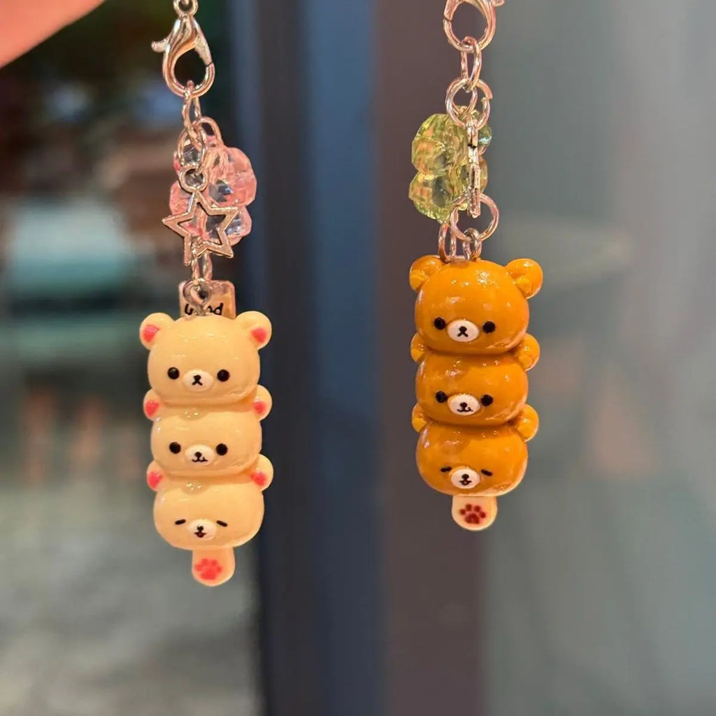 Cute Rilakkuma Keychain Cartoon Bear Brother Sister Mobile Phone Chain Couple Best Friend Accessory Pendant Sugar Coated Haws