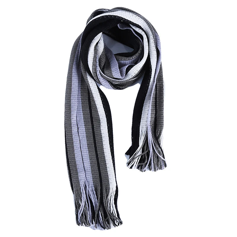 Men's Scarf Winter Comfortable Soft Warm Wool Windbreak Cold-proof Youth Fashion Casual Stripe Male Knitted Scarf