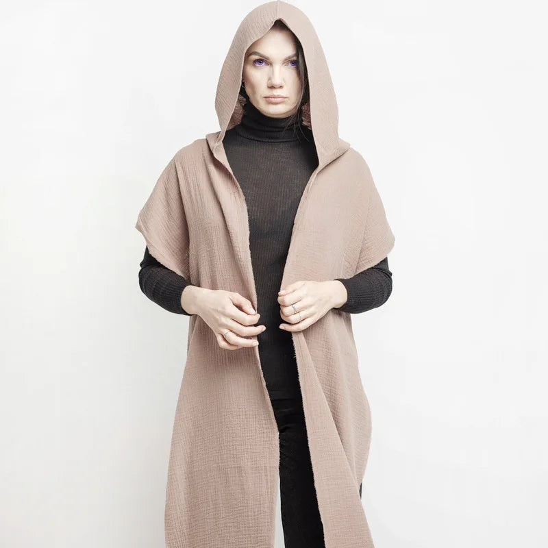 New European and American Men's Scarf with Hat Retro Cotton and Linen Scarf Autumn and Winter Warm Outdoor Sand Dune Shawl