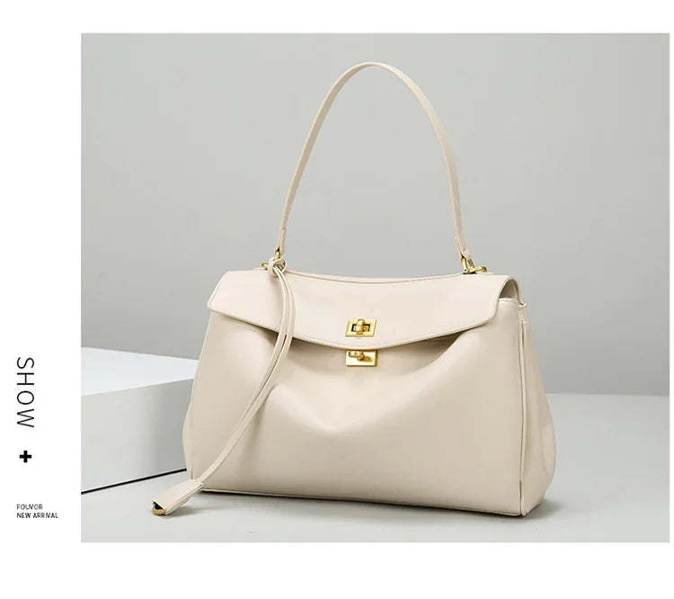 Fashionable Women's Bags, Textured Shoulder Bags, Large-Capacity Tote Bags, High-End Commuter Bags, Water-Repellent Crossbody Bags, Solid Color Handbags, Horizontal Square Casual Bags