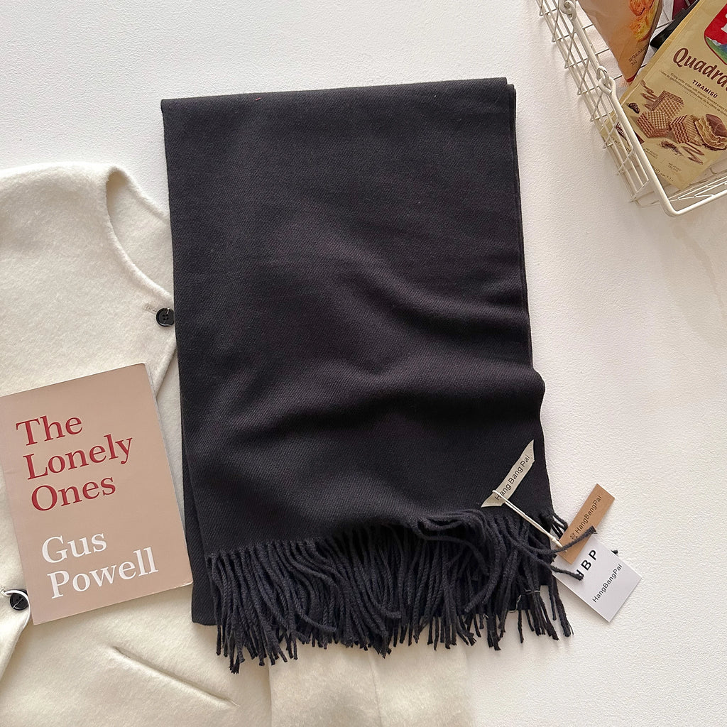 2025 New Winter Wool Scarf For Women Long Warm Cashmere Scarves Hijab Solid Lady Shawl Wrap Female Pashmina Bandana Head Scarfs