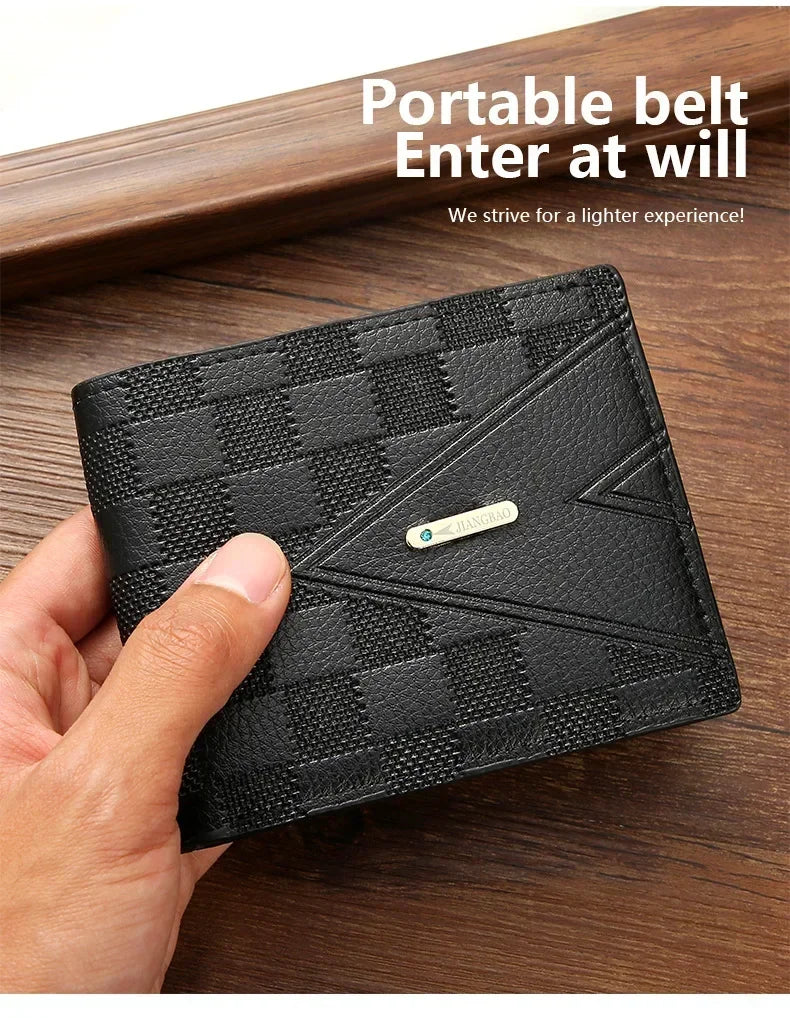 Men's Wallet Casual Short Wallets Youth Fashion Soft PU Leather Business Credit ID Card Holder Billfold Purse Mini Money Bag