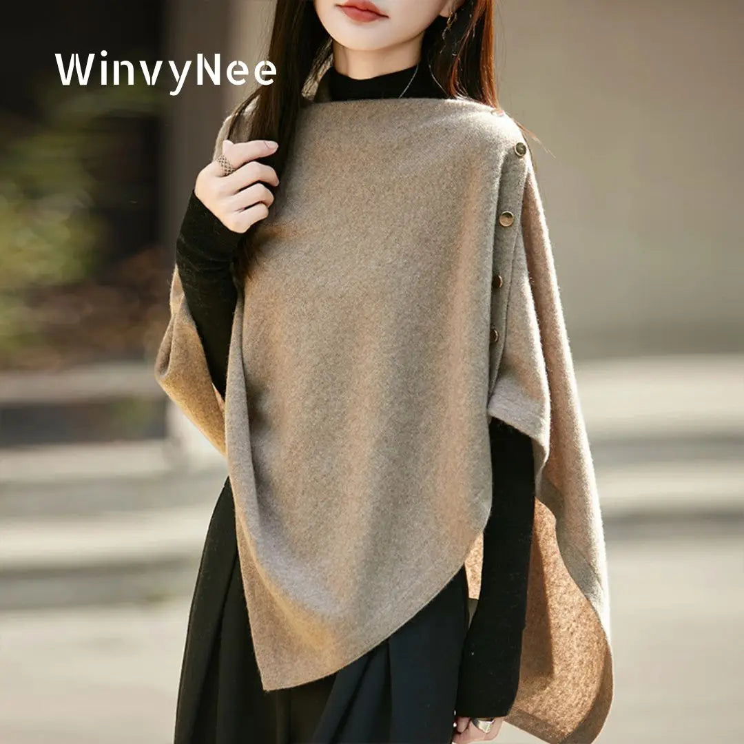 WinvyNee Winter Women's Long Solid Shawl Wraps 100% Wool Scarf Women Luxury Buttons Warm Thick Soft Scarves for ladies G1673004