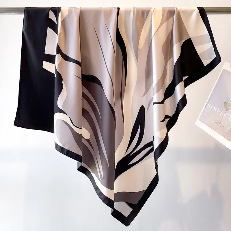 Women's full-body printed silk scarf, stylish soft and comfortable shawl for daily wear, casual multi-functional scarf for women