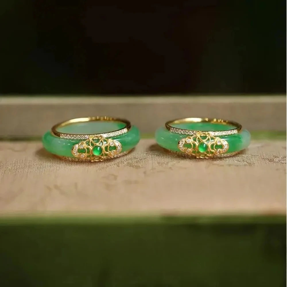 Jade Rings for Women Vintage Charms Charm Jewelry Fashion Gift Chinese Green Natural Gifts 925 Silver Stone Accessories Amulet