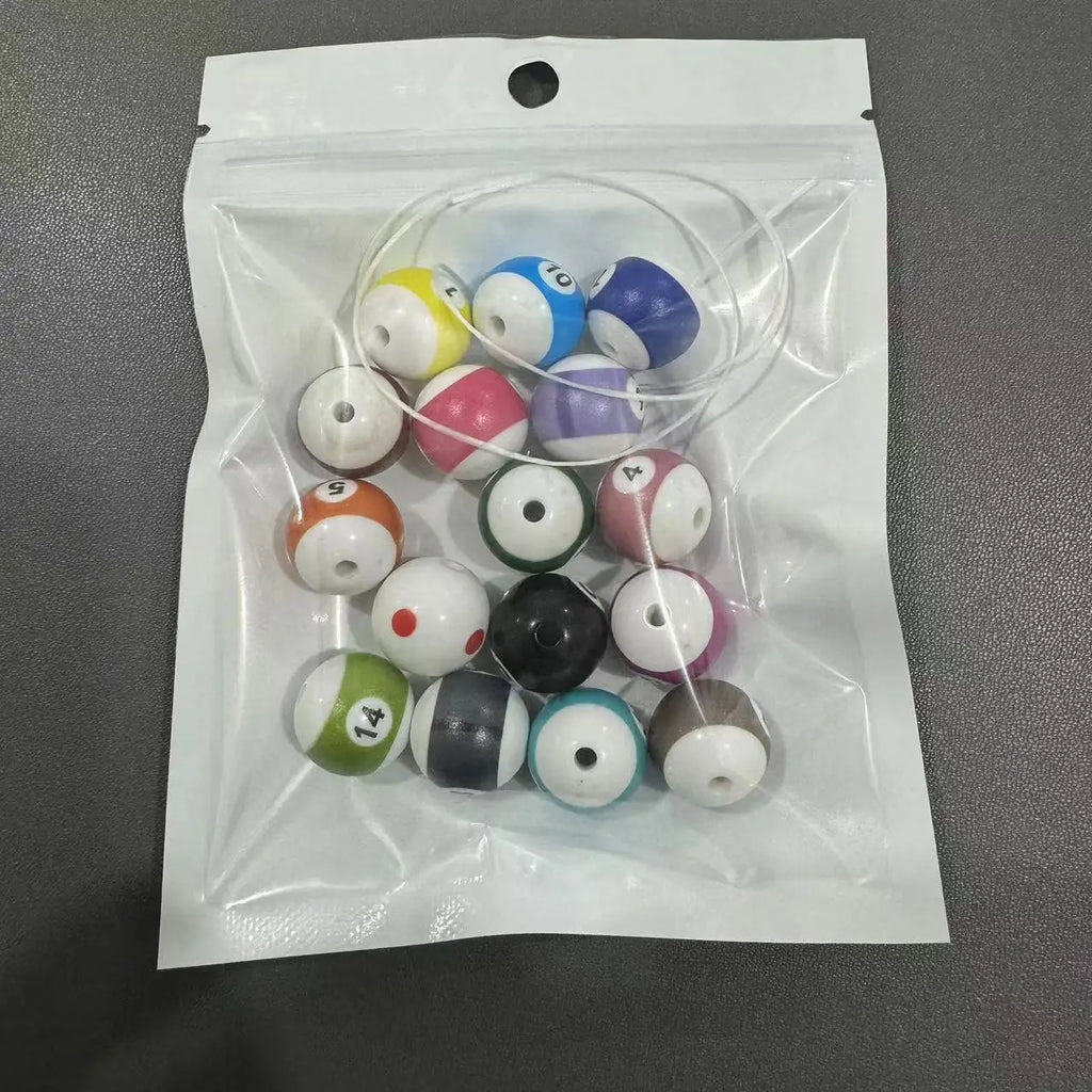 Middle Eight Billiard Bracelets for Women Men Hip Hop Rock Elastic Rope Couple Bracelets Jewellery Women Resin Beads