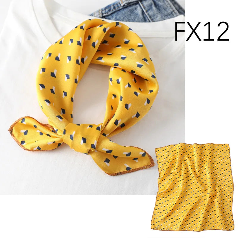Women scarf  50*50cm Square Skinny Retro Head small size silk hair scarves NeckerChief office lady print shawls foulard