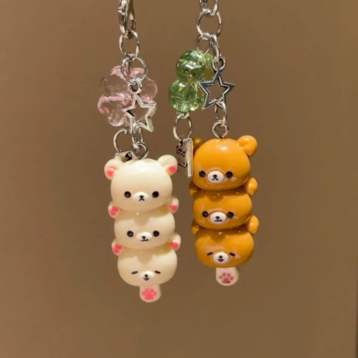 Cute Rilakkuma Keychain Cartoon Bear Brother Sister Mobile Phone Chain Couple Best Friend Accessory Pendant Sugar Coated Haws