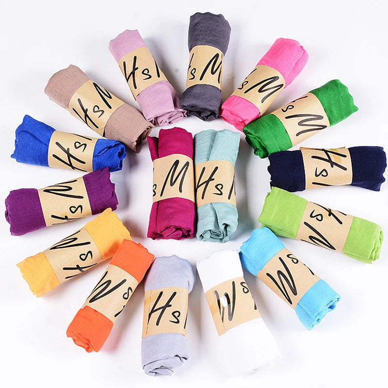 Women's Windproof Scarf Shawl Wearable Blanket Luxury Autumn And Winter Solid Color Cotton Warm Headscarf Gift
