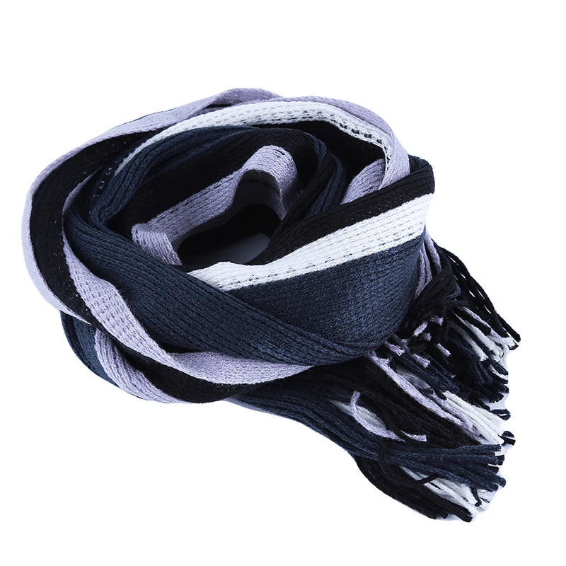 Men's Scarf Winter Comfortable Soft Warm Wool Windbreak Cold-proof Youth Fashion Casual Stripe Male Knitted Scarf