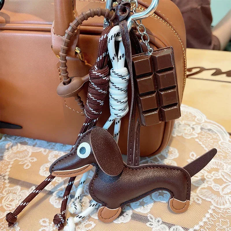 Luxury Design Genuine Leather Handmade Pendant Bag Accessories Cute Car Hangings Keychain Bag Charms Cute Animal Bag Decorations