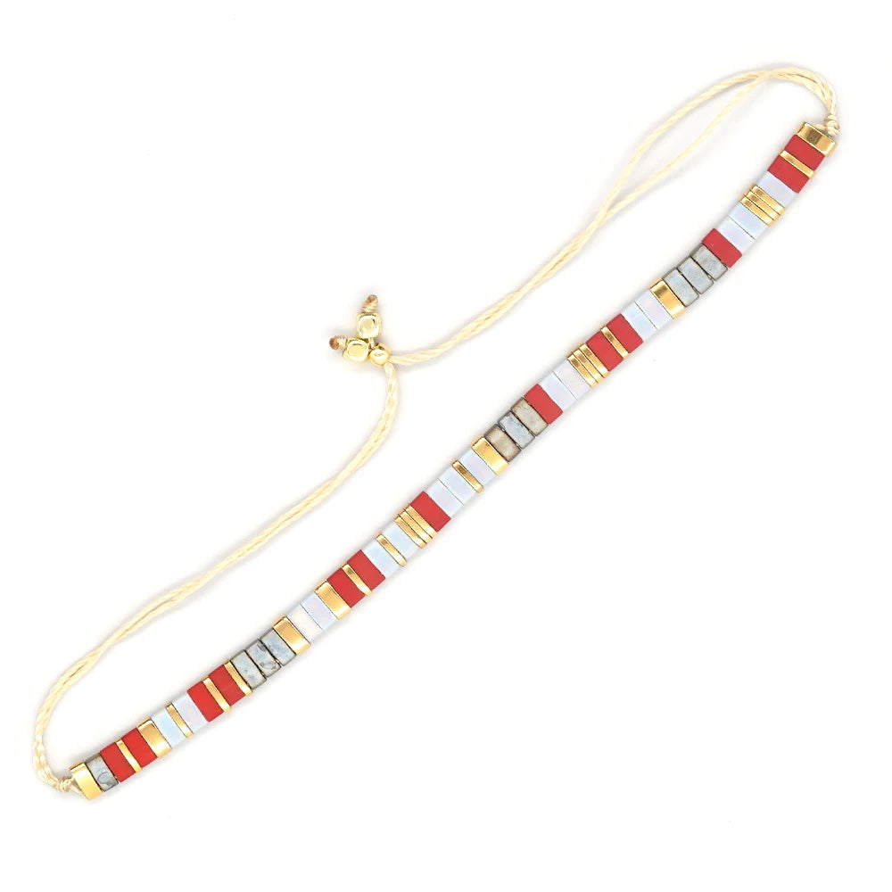 Beaded Bracelet Boho Style Handmade Woven Adjustable Thread for Women Yoga Jewelry Ladies Accessories Birthday Gifts Party New