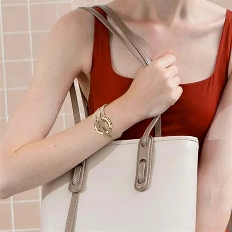 Leather Bracelets For Women 2026 Fashion Bracelets & Bangles Elegant Multilayer Wide Wrap Bracelet Female Jewelry Gift