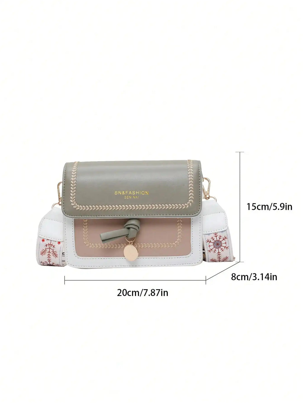 Fashionable Bag for Women, Versatile New Crossbody Bag, Casual, Contrasting Color, Small Square Bag, Wide Shoulder Strap