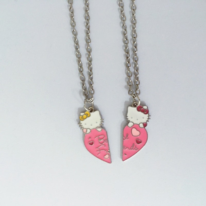 Sanrio Hello Kitty Cute Cartoon Student Kawaii Sweet Creative Fashion Versatile Accessories Couple Best Friend Color Necklace