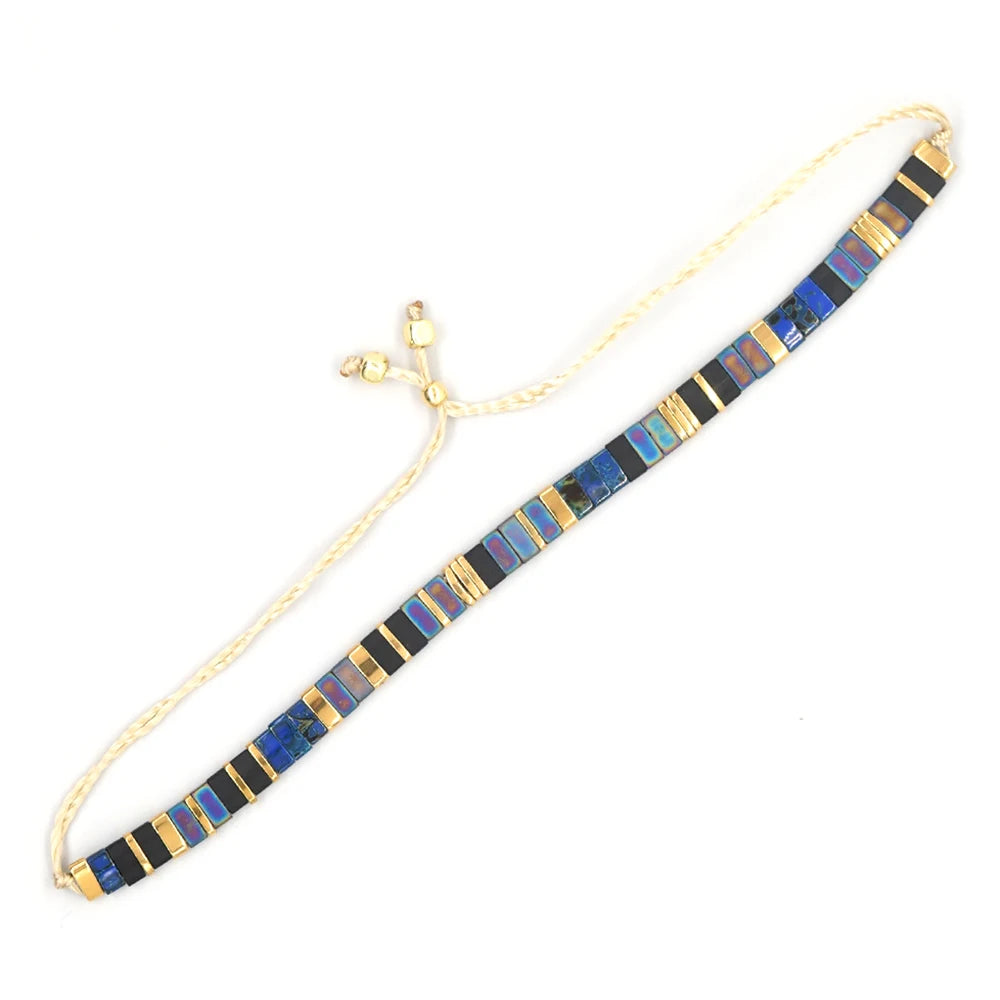 Beaded Bracelet Boho Style Handmade Woven Adjustable Thread for Women Yoga Jewelry Ladies Accessories Birthday Gifts Party New