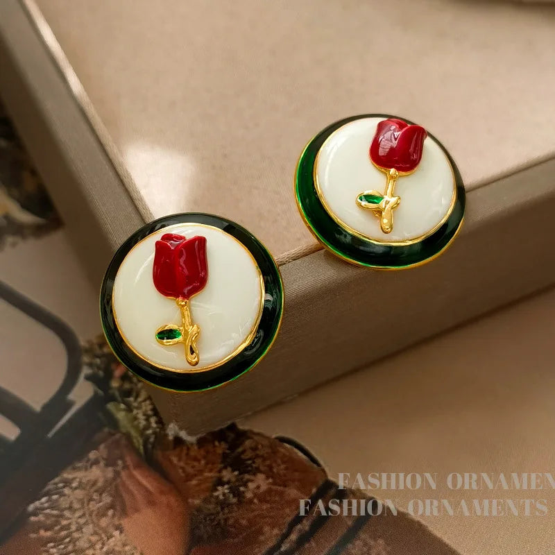 Fashion Jewelry  Elegant Temperament Flower Earrings For Women Girl Fine Accessories Gifts